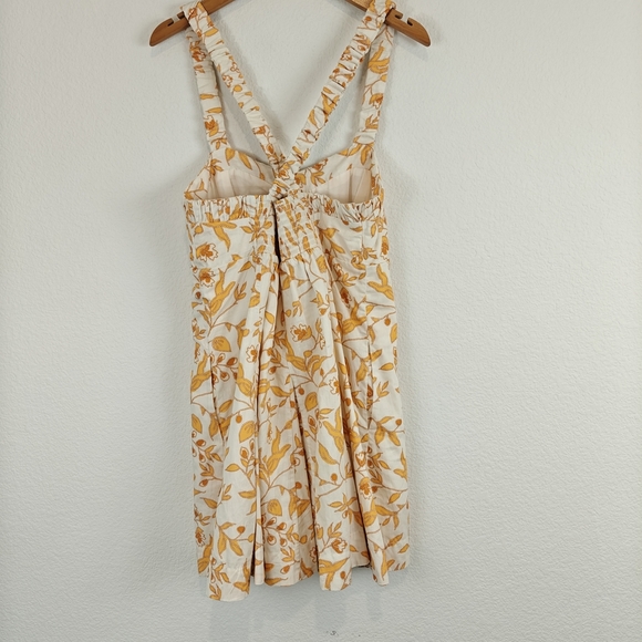 Maeve Anthropologie Nwot Sweetheart Cotton Leaf Floral A-line Mini Dress Sz M - Picture 8 of 16